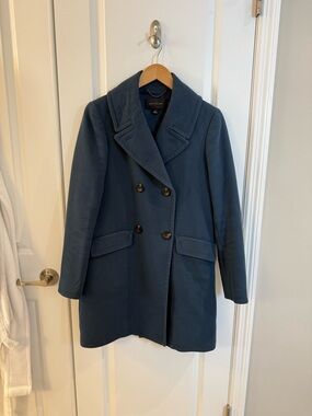 Ann Taylor Women's Double-Breasted Slate Blue Pea Coat